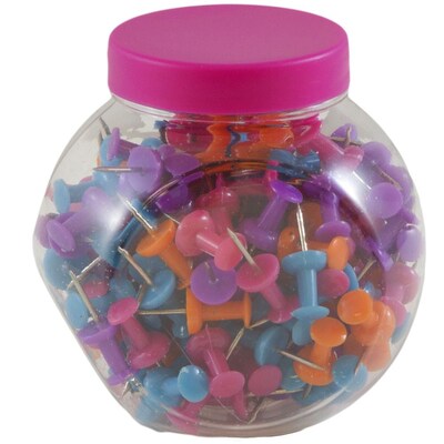 JAM Paper Push Pins, Assorted Colors, 150/Jar, 2 Jars/Pack (22433543a)