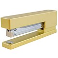 JAM PAPER Desk Trio Pack, Gold, Stapler, Tape Dispenser & Pen Holder, 3/Pack