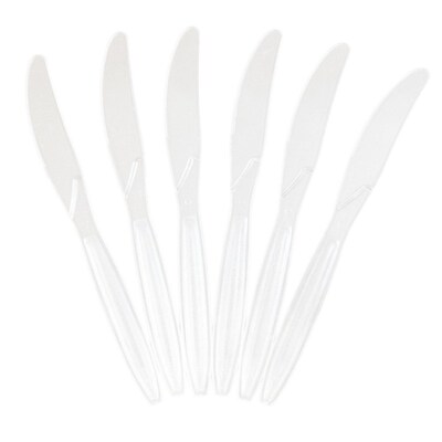 JAM Paper Big Party Pack Premium Plastic Knives, Clear, 100/Box (297KN100cl)