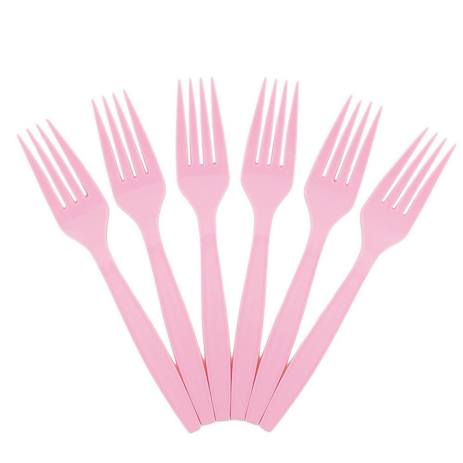 JAM Paper® Big Party Pack of Premium Plastic Forks, Pink, 100 Disposable Forks/Box (297F100pi)