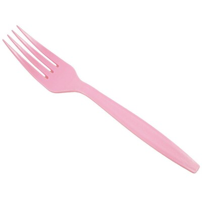 JAM Paper® Big Party Pack of Premium Plastic Forks, Pink, 100 Disposable Forks/Box (297F100pi)