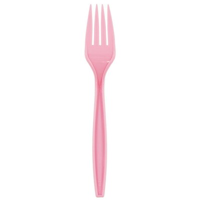 JAM Paper® Big Party Pack of Premium Plastic Forks, Pink, 100 Disposable Forks/Box (297F100pi)