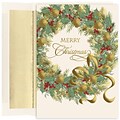 JAM Paper® Christmas Card Set, Traditional Christmas Wreath Christmas Cards, 16/pack (526893800)