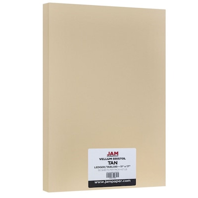 JAM Paper® Vellum Bristol 67lb Cardstock, 11 x 17 Tabloid Coverstock, Tan Brown, 50 Sheets/Pack (169