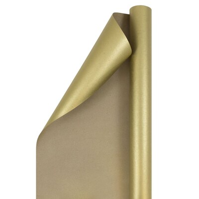 JAM Paper Wrapping Paper, 25 Sq. ft. x 30, Gold Kraft (165K25go)