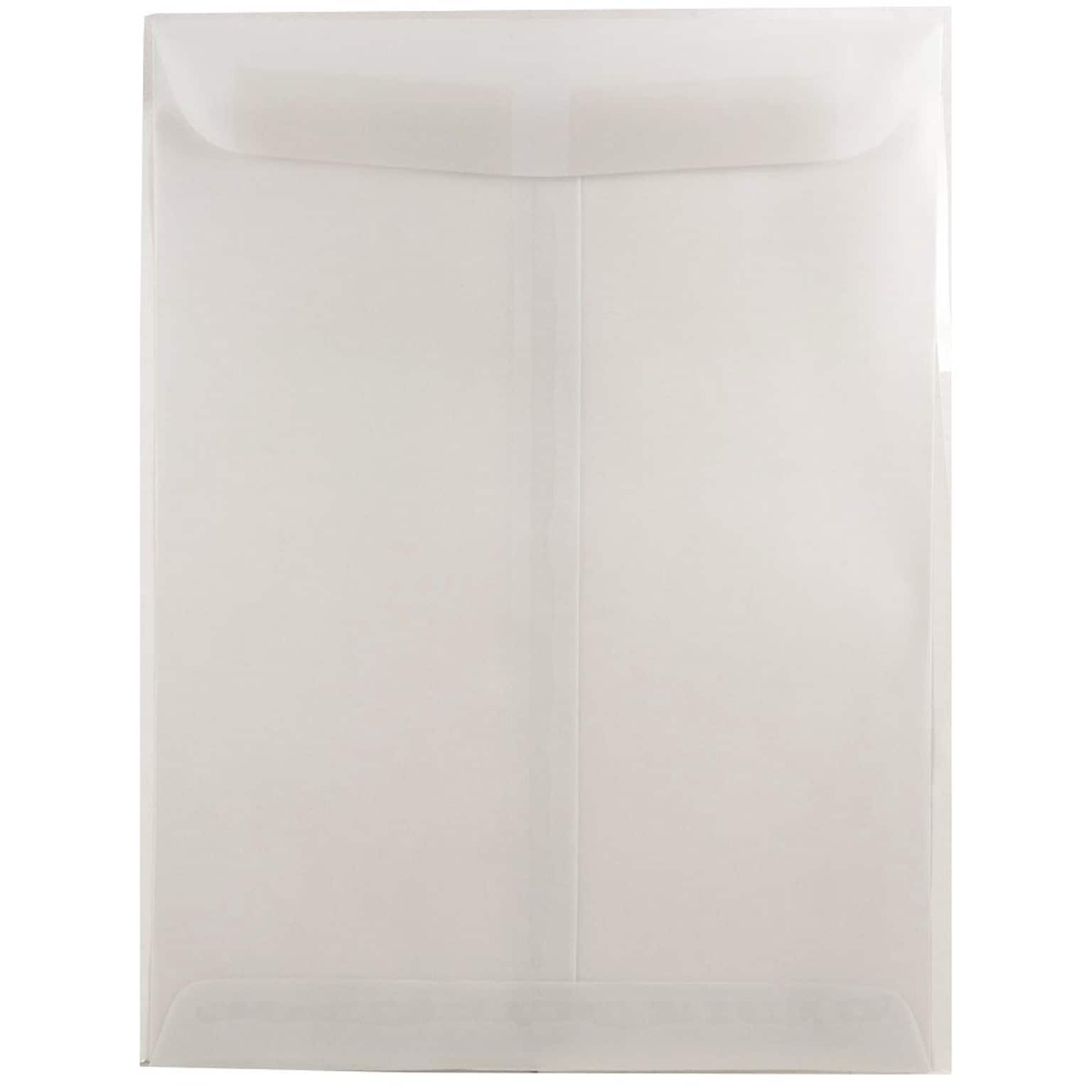 JAM Paper 9 x 12 Open End Catalog Translucent Vellum Envelopes, Clear, 50/Pack (2851376i)