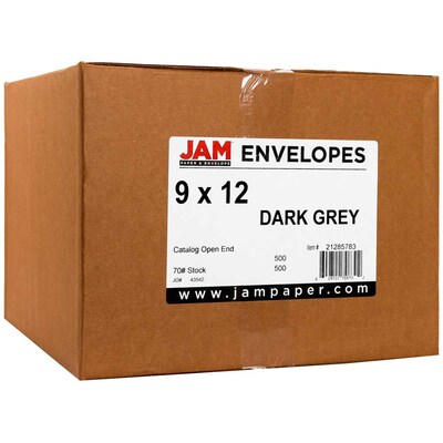 JAM Paper 9 x 12 Open End Catalog Envelopes, Dark Grey, 25/Pack (21285783a)