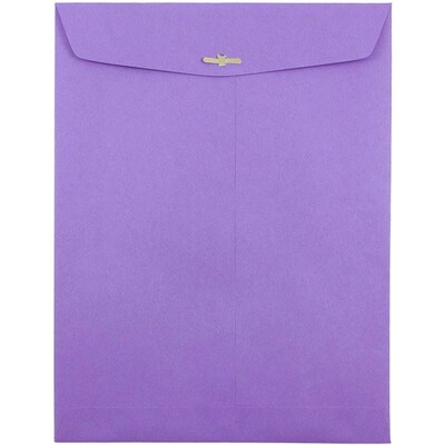 JAM Paper® 10 x 13 Open End Catalog Colored Envelopes with Clasp Closure, Violet Purple Recycled, 50