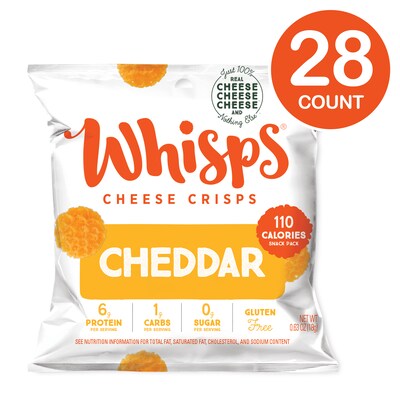 Whisps Cheddar Cheese Crisps, 0.63 oz, 28/Pack (307-00223)