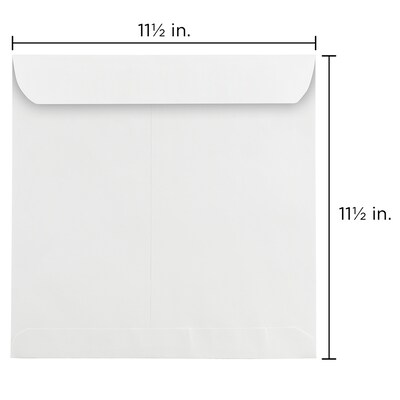 JAM Paper 11.5" x 11.5" Large Square Invitation Envelopes, White, 100/Pack (03992321B)