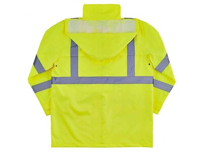 Ergodyne GloWear 8366 Lightweight High-Visibility Rain Jacket, ANSI Class R3, Lime, Medium (24333)