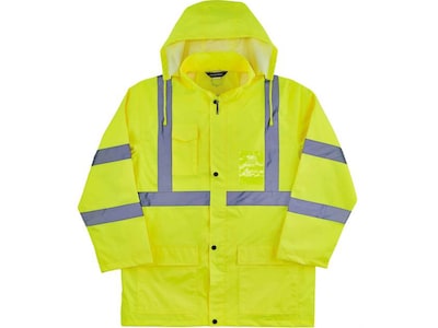 Ergodyne GloWear 8366 Lightweight High-Visibility Rain Jacket, ANSI Class R3, Lime, 3XL (24337)