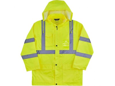 Ergodyne GloWear 8366 Lightweight High-Visibility Rain Jacket, ANSI Class R3, Lime, 4XL (24338)