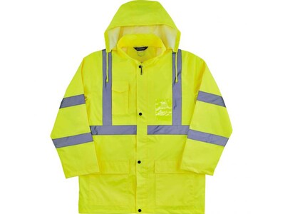 Ergodyne GloWear 8366 Lightweight High-Visibility Rain Jacket, ANSI Class R3, Lime, 5XL (24339)