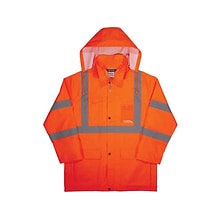 Ergodyne GloWear 8366 Lightweight High-Visibility Rain Jacket, ANSI Class R3, Orange, Small (24362)