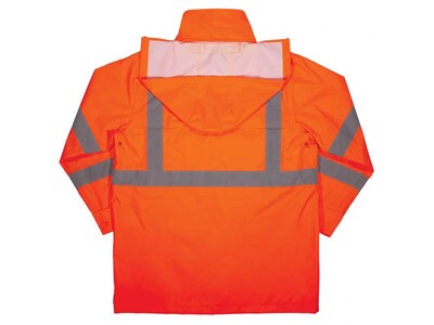 Ergodyne GloWear 8366 Lightweight High-Visibility Rain Jacket, ANSI Class R3, Orange, Small (24362)