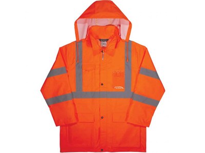 Ergodyne GloWear 8366 Lightweight High-Visibility Rain Jacket, ANSI Class R3, Orange, X-Large (24365