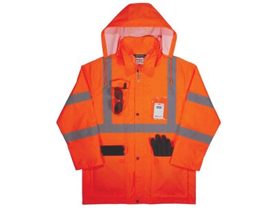 Ergodyne GloWear 8366 Lightweight High-Visibility Rain Jacket, ANSI Class R3, Orange, 4XL (24368)