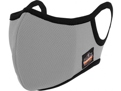 Ergodyne Skullerz Reusable Cloth Contoured Face Cover Mask with Filter, Small/Medium, Gray (48825)