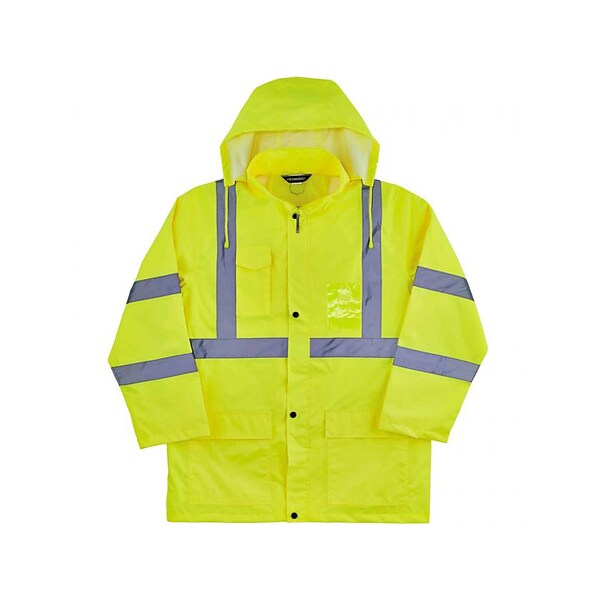 Ergodyne GloWear 8366 Lightweight High-Visibility Rain Jacket, ANSI Class R3, Lime, Small (24332)