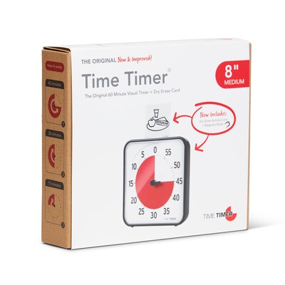 Time Timer 60 Minute Visual Timer 8", Plastic (TTMTT08BW)