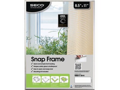 Seco Aluminum Snap Poster Frame, 8.5 x 11, Silver (SN8511R-SV)