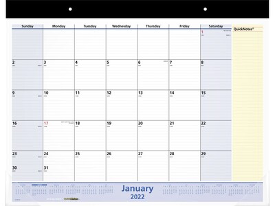 2022 AT-A-GLANCE 17 x 22 Monthly Calendar, QuickNotes, Multicolor (SK700-00-22)