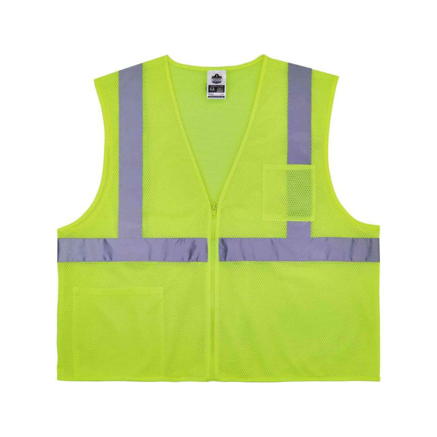 Ergodyne GloWear 8256Z High-Visibility Zipper Safety Vest, Class 2, Small/Medium, Lime (21573)