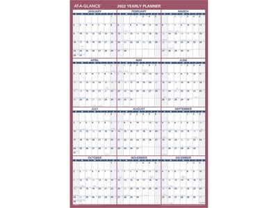 2022 AT-A-GLANCE 36 x 24 Yearly Calendar, Extra Large, White/Red/Blue (PM212-28-22)