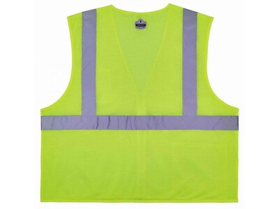 Ergodyne GloWear 8256Z High-Visibility Zipper Safety Vest, Class 2, 4XL/5XL, Lime (21579)