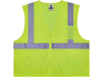 Ergodyne GloWear 8256Z High-Visibility Zipper Safety Vest, Class 2, Large/X-Large, Lime (21575)