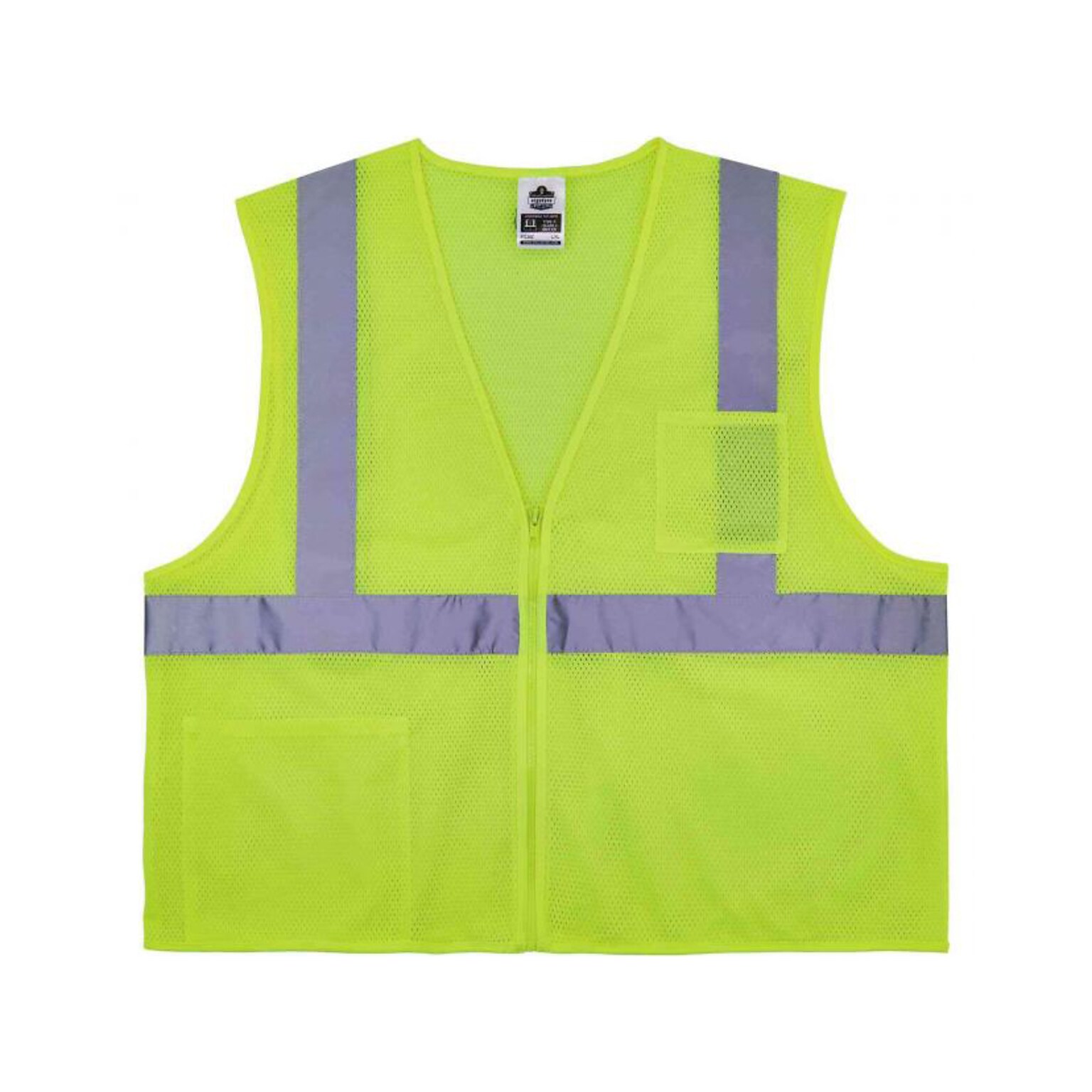 Ergodyne GloWear 8256Z High-Visibility Zipper Safety Vest, Class 2, Large/X-Large, Lime (21575)