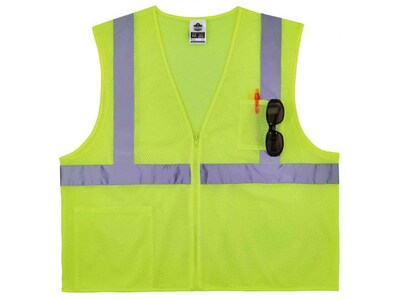 Ergodyne GloWear 8256Z High-Visibility Zipper Safety Vest, Class 2, Large/X-Large, Lime (21575)