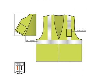 Ergodyne GloWear 8256Z High-Visibility Zipper Safety Vest, Class 2, Large/X-Large, Lime (21575)