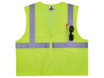 Ergodyne GloWear 8256Z High-Visibility Zipper Safety Vest, Class 2, 2XL/3XL, Lime (21577)