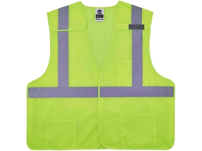 Ergodyne GloWear Hook & Loop Safety Vest, ANSI Class R2, 4XL/5XL, Lime (8217BA)