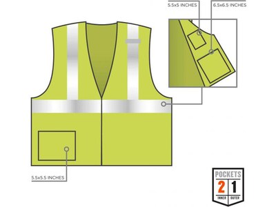 Ergodyne GloWear Hook & Loop Safety Vest, ANSI Class R2, 4XL/5XL, Lime (8217BA)