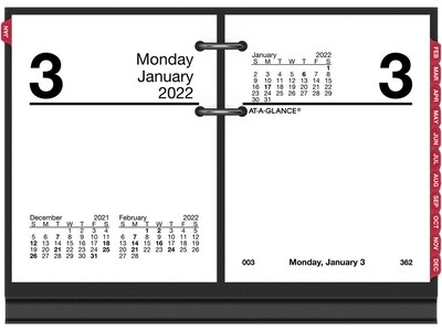 2022 AT-A-GLANCE 3.75 x 3 Daily Calendar Refill, Compact, White/Black (E919-50-22)