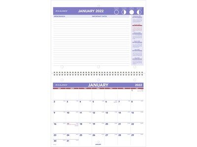 2022 AT-A-GLANCE 8.5 x 11 Monthly Calendar, White/Red/Purple (PM170-28-22)