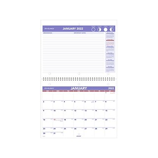 2022 AT-A-GLANCE 8.5 x 11 Monthly Calendar, White/Red/Purple (PM170-28-22)