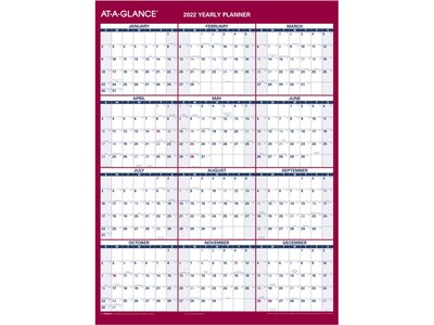 2022 AT-A-GLANCE 16 x 12 Yearly Calendar, Compact, White (PM330B-28-22)