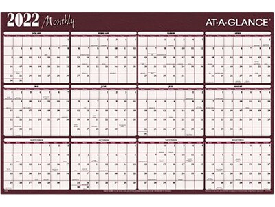 2022 AT-A-GLANCE 32 x 48 Yearly Calendar, Reversible, Maroon/Navy (A152-22)