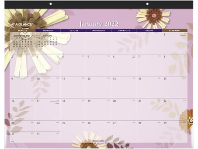 2022 AT-A-GLANCE 17 x 21.75 Monthly Calendar, Paper Flowers, Multicolor (5035-22)