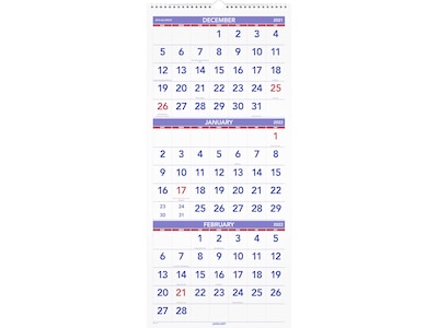 2022 AT-A-GLANCE 27 x 12 Three-Month Calendar, White (PM11-28-22)