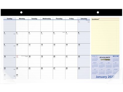 2022 AT-A-GLANCE 11 x 18 Monthly Calendar, QuickNotes, Multicolor (SK710-00-22)