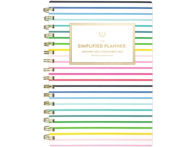 2022 AT-A-GLANCE 5.5 x 8.5 Weekly/Monthly Planner, Simplified by Emily Ley, Happy Stripe (EL70-200-22)