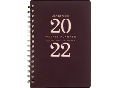 2022 AT-A-GLANCE 5.75 x 8.5 Weekly/Monthly Planner, Signature, Maroon (YP200L-5022)