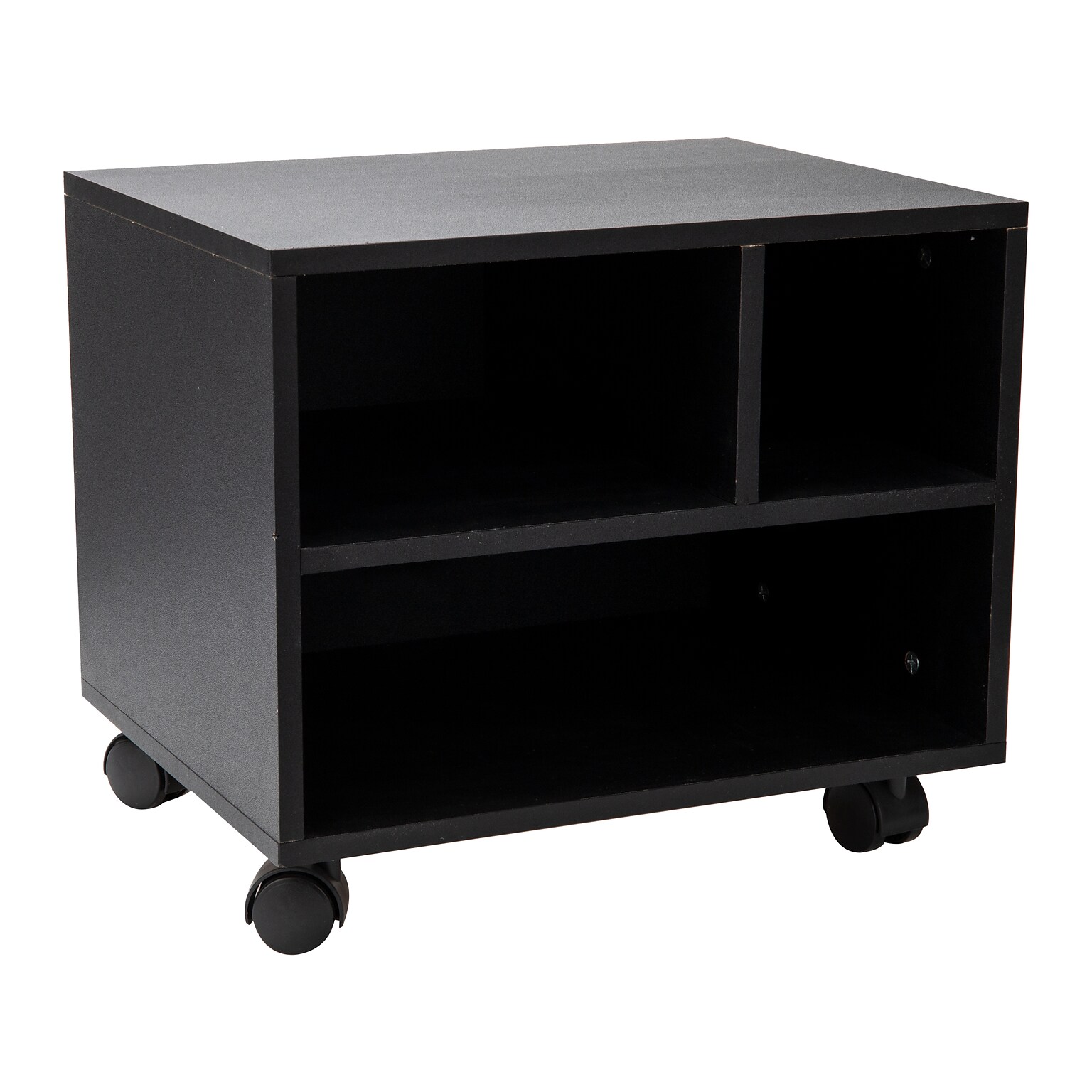 Mind Reader 3-Shelf Particle Board Mobile Printer Stand with Lockable Wheels, Black (MDFPCART-BLK)