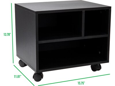 Mind Reader 3-Shelf Particle Board Mobile Printer Stand with Lockable Wheels, Black (MDFPCART-BLK)
