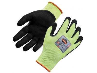 Ergodyne ProFlex 7041 Hi-Vis Nitrile-Coated Cut-Resistant Gloves, ANSI A4, Wet Grip, Lime, Large, 12 Pairs (17814)